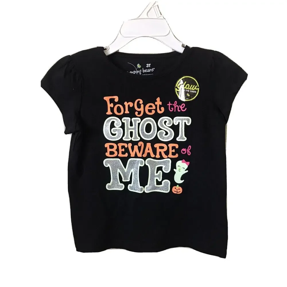 Jumping Beans Black Pumpkin Ghost Glow In The Dark Short Sleeve Top Size 3T